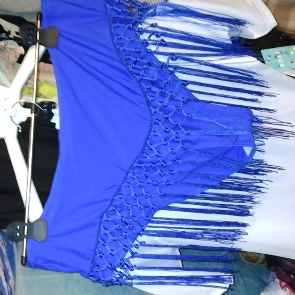 Royal blue women's bikini bottom with tassels around Sz XXL New - Picture 3 of 17